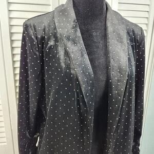 Meg & Margot Black & Gold Studded velvet blazer size Medium Glam Night out